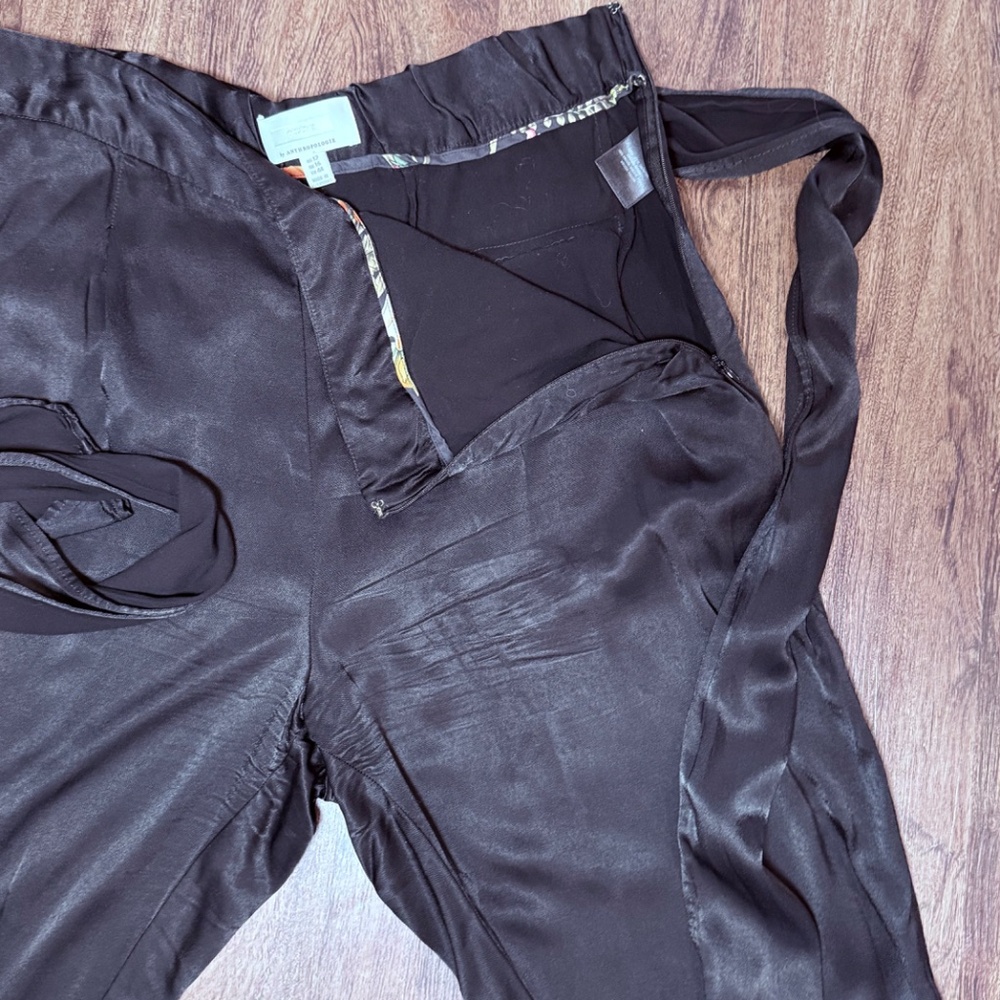 ett:twa by Anthropologie Black Satin Tie High Waist Pants Size 12 - Picture 7 of 7